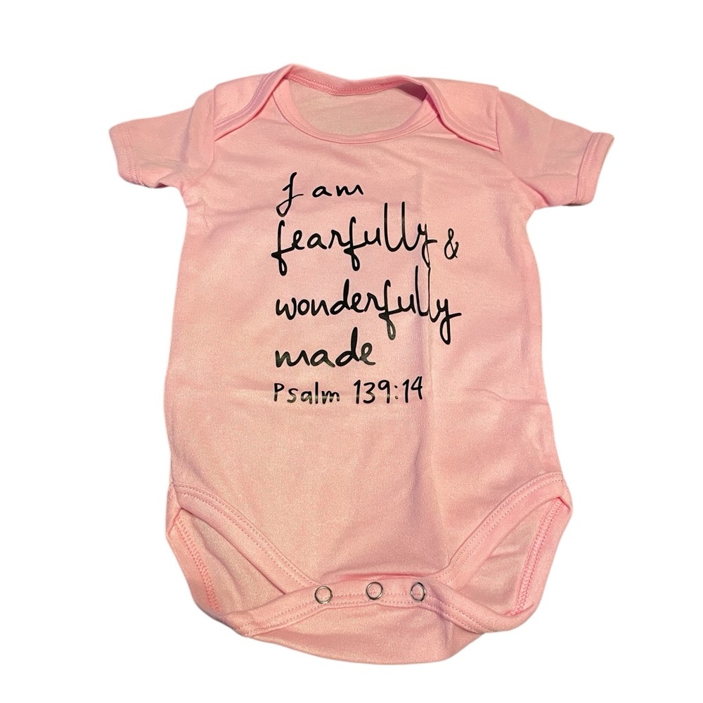 Fearfully & Wonderfully Made Onesie | Psalm 139:14 | Pink | 9M‎ (74) | NEW